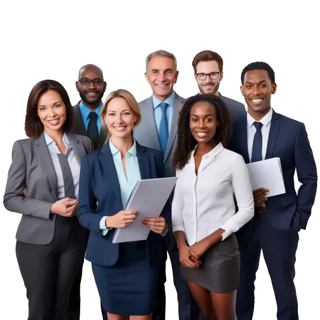 A smiling team of Federal Insiders stands smiling ready to assist you in building your Federal career.